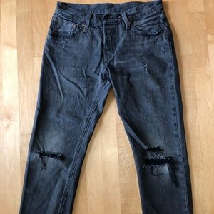 Levi’s 501 CT black distressed jeans